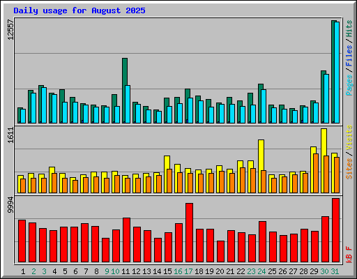 Daily usage for August 2025
